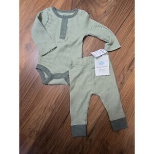 Cloud Island Newborn Outside Thermal Long Sleeve 2 Pieces Waffle Knit Green